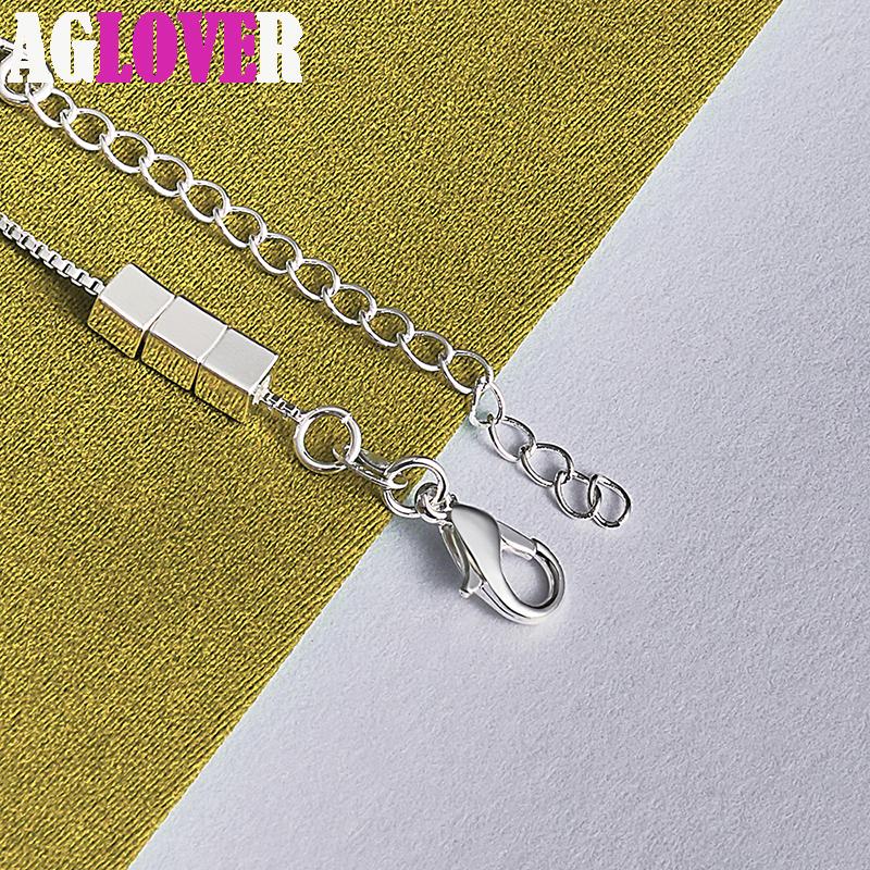925 Sterling Silver 4mm Three Square Chain Bracelet Jewelry