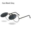 90's Retro Shades Round Steampunk Sun Glasses Flip Up Sunglasses Costume Glasses for Women & Men UV400 Protection Eyewear