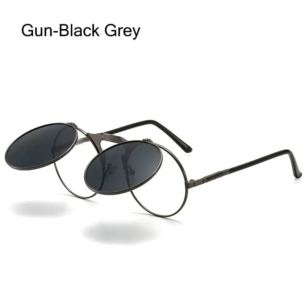 90's Retro Shades Round Steampunk Sun Glasses Flip Up Sunglasses Costume Glasses for Women & Men UV400 Protection Eyewear