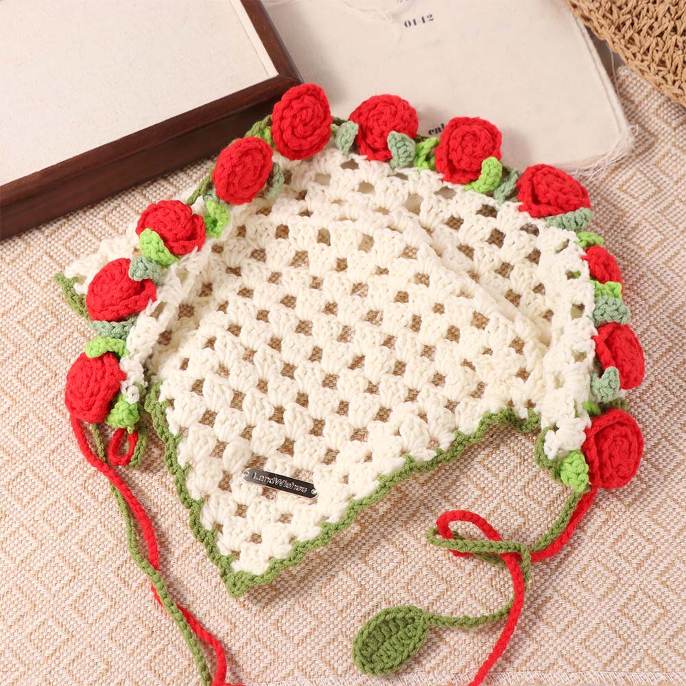 Floral Triangle Turban Flower Women Hair Scarf Cute Crochet Bandana  Children