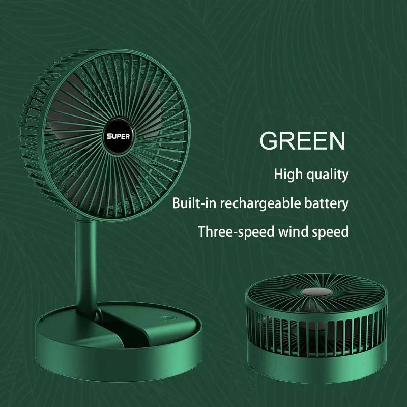 

Summer Gifts Portable Rechargeable Table Fan Adjustable Height Strong Winds With 3Speeds Foldable Telescopic Phone Stand Outdoor
