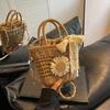 Yogodlns Stroh Handgefertigt Sommerurlaub Gewebt Damen Floral Dekor Kleine Umhängetasche Böhmisch Strand Reise Korb Crossbody Taschen
