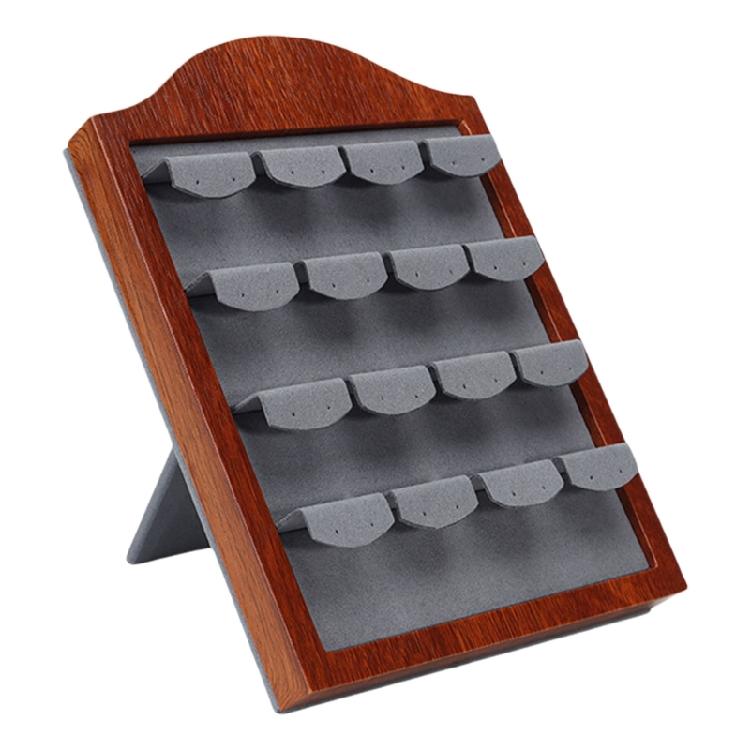 Wood Earring Rings Holder Jewelry Display Stand Handmade Jewelry Display Holder Wood Texture for Multifunctional Use серый