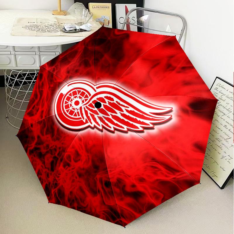 Red Wings Logo Umbrella Folding umbrella, automatic umbrella 8-Frame for Travel, camping Use Gift for Halloween Christmas