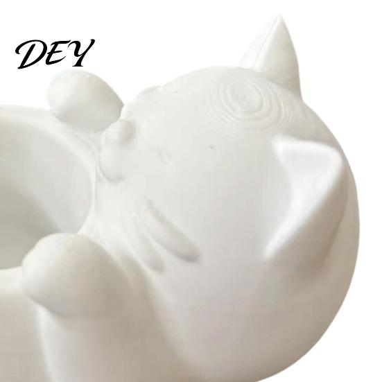 Creative Gift for Girls 3D Fortune Cat Desk Storage Box, Cute Money Jewelry Organizer Multi-functional Slot Rings, Mini Planter Home Decor Figurine,