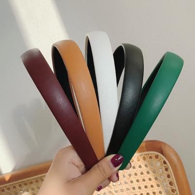 2 szt./partia 2 cm Opaska na głowę z tkaniny ze skóry syntetycznej dla minimalistycznych kobiet Nakrycie głowy na zakupy Szykowny Prosty Skórzany Pierścień na głowę