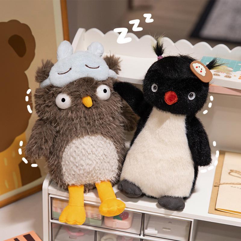 Adorable 25cm Plush Owl With Eye Mask And Fluffy Penguin Soft Toy For Girlfriend Birthday Gift