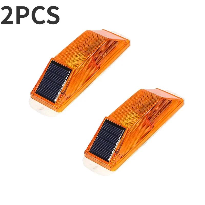 2pc Solar Strobe Warning LED Lamp Strobe Flash Traffic Caution Light Chip Control Bridge Rechargeable Night Driving Safety Light