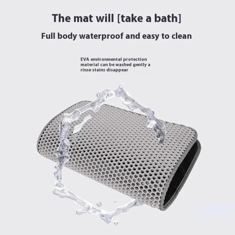 90X60CM Double Layer Waterproof Nonslip Cat Litter Mat Washable Sand Trapping Pet Toilet Mat for Cat Cleanliness in Home
