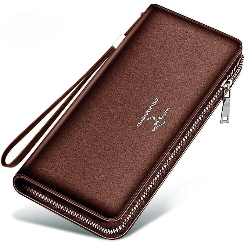 Velkokapacitní pánská business peněženka s mnoha přihrádkami na karty, kapsou na mobilní telefon, pánská dlouhá peněženka, měkká PU kůže, ruční taška