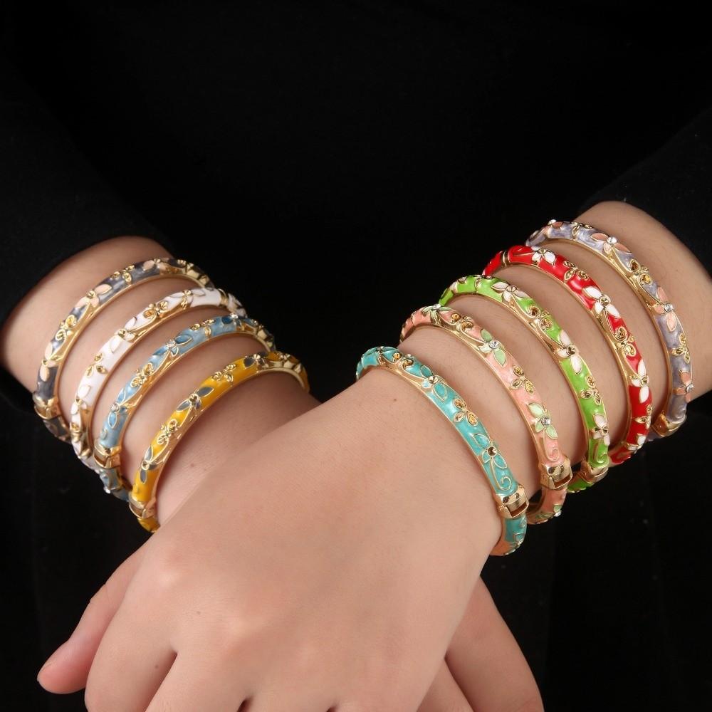 Traditionelles Chinesisches Blumenarmband Emaille Damen Handarmband Geschenke für Frauen Mädchen