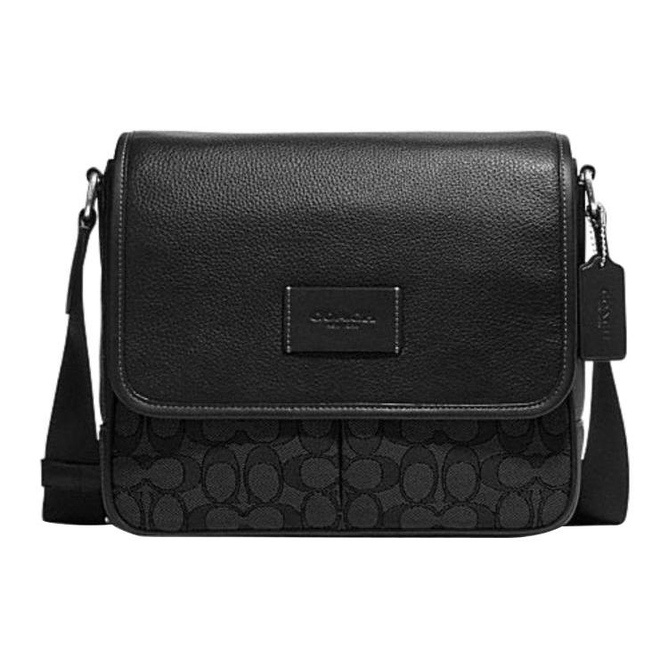 New COACH Cow Leather With Textile Messenger Bag, Shoulder Bag, Crossbody Bag Medium Men's Black CE534-SVO1U