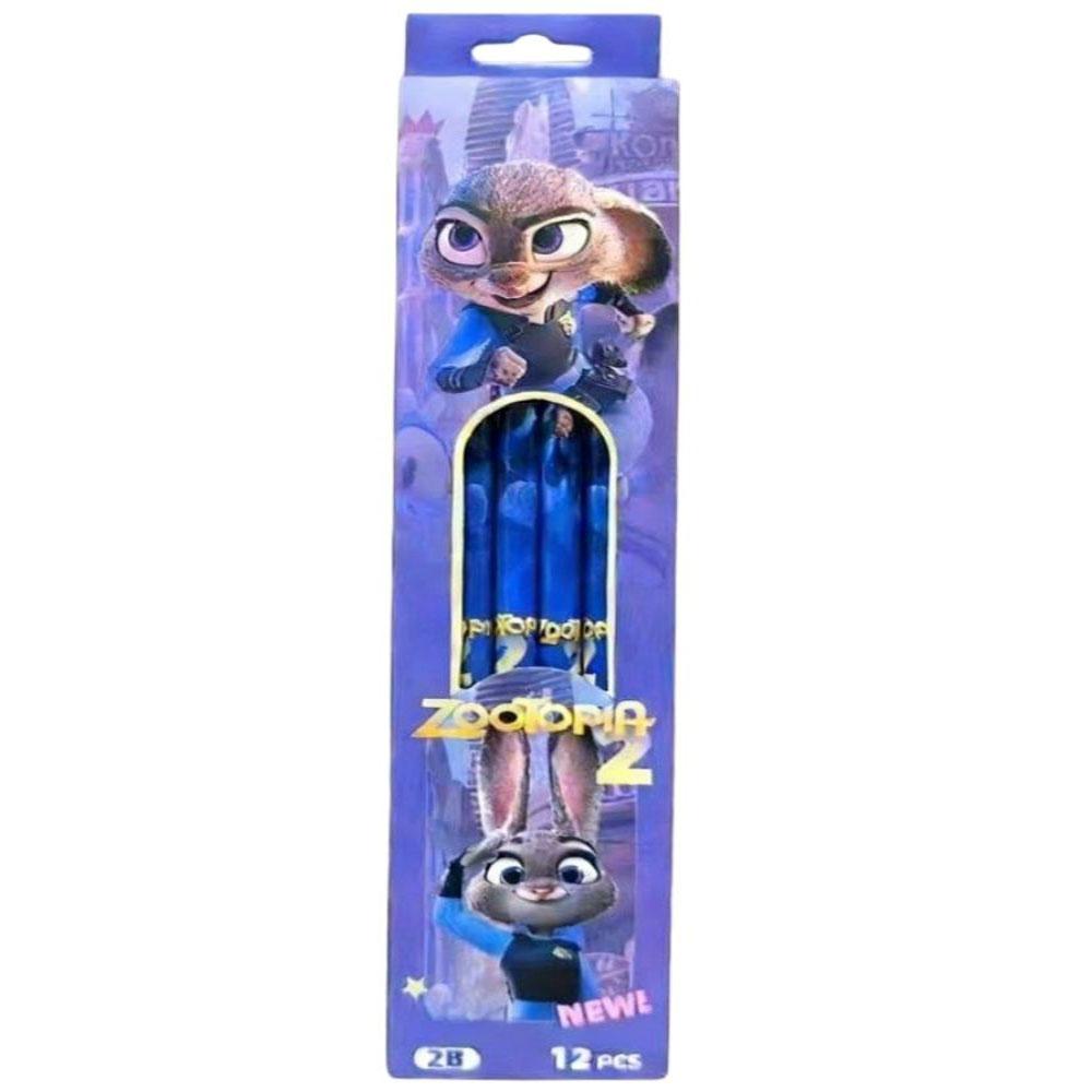 Zootopia 2 12-Pack 2B Pencils, Judy & Nick Cartoon Stationery, Back-To-School & Party Favor Gift