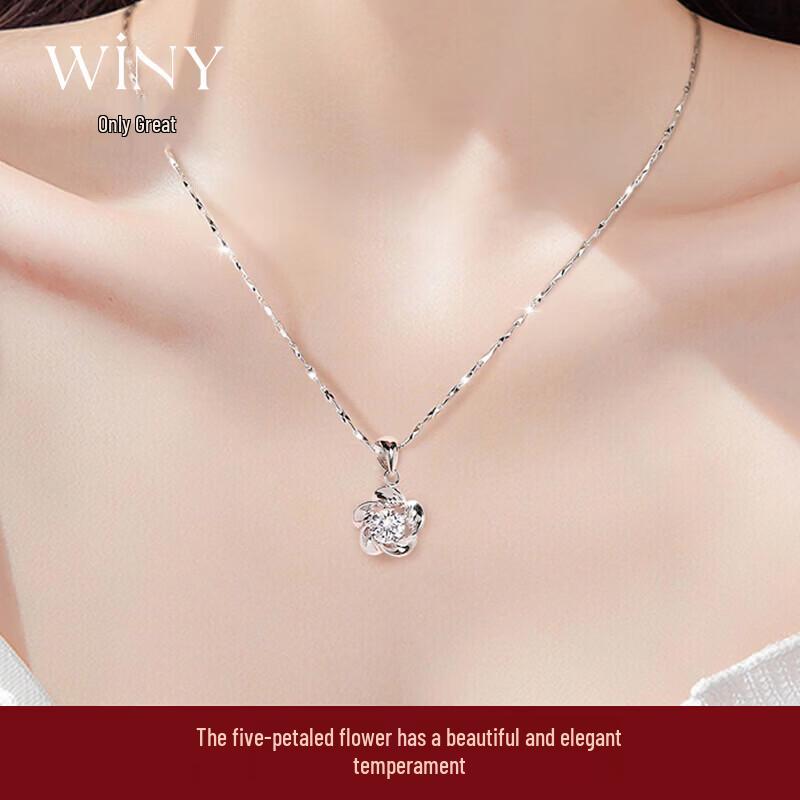 Winy 2026 Sterling Silver Light Luxury Pendant Necklace for Women