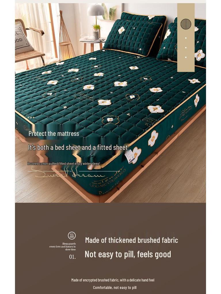 Waterproof Quilted Fitted Sheet & Mattress Protector - Non-slip, All-Inclusive Single Piece Cover