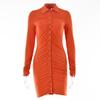 Ins Sexy Internet Celebrity Hottie Lapel Tight Skirt Summer New Single-breasted Cardigan Pleated Dress