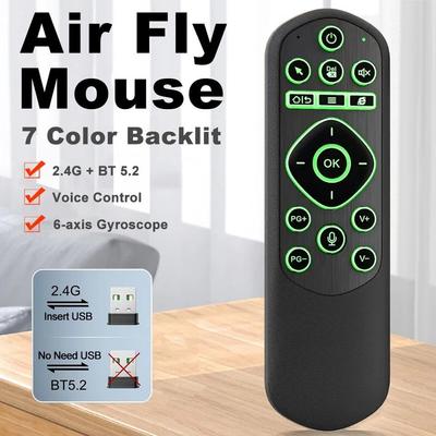 Controle Remoto Air Mouse Sem Fio Teclado Mini com Retroiluminação de 7 Cores Modo Duplo BT5.2 Retroiluminação Aprendizagem IR Para Caixa de TV Inteligente Android