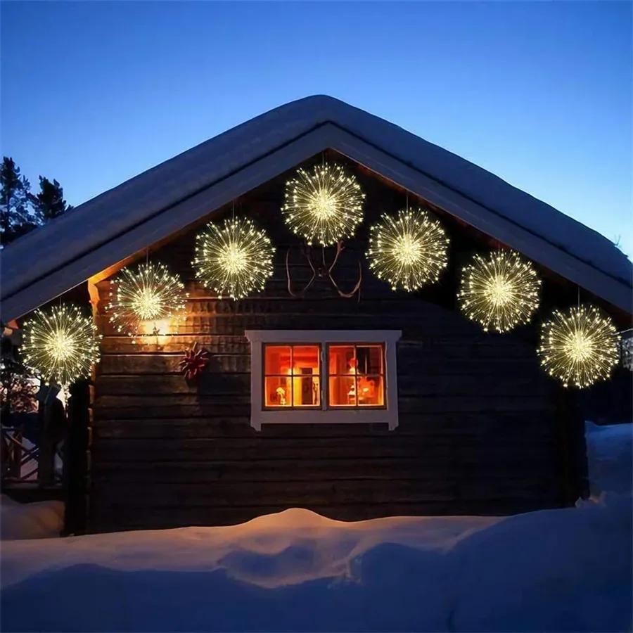 150/200 LED Weihnachtsbaumgirlande DIY Feuerwerkslicht Außen Sternenlicht Lichterkette mit Fernbedienung Hängendes Sternenlicht