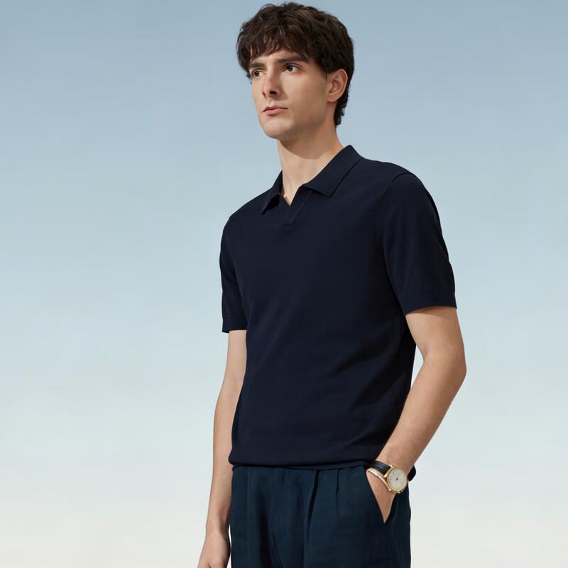 Judger Men's Silk Blend Seagull Collar Polo Shirt