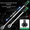 Industrial Ratcheting Wrench 72 Teeth High Torques Performances 460-610mm Adjustable Handle Length Ergonomic Rubber Grip For Confined Space