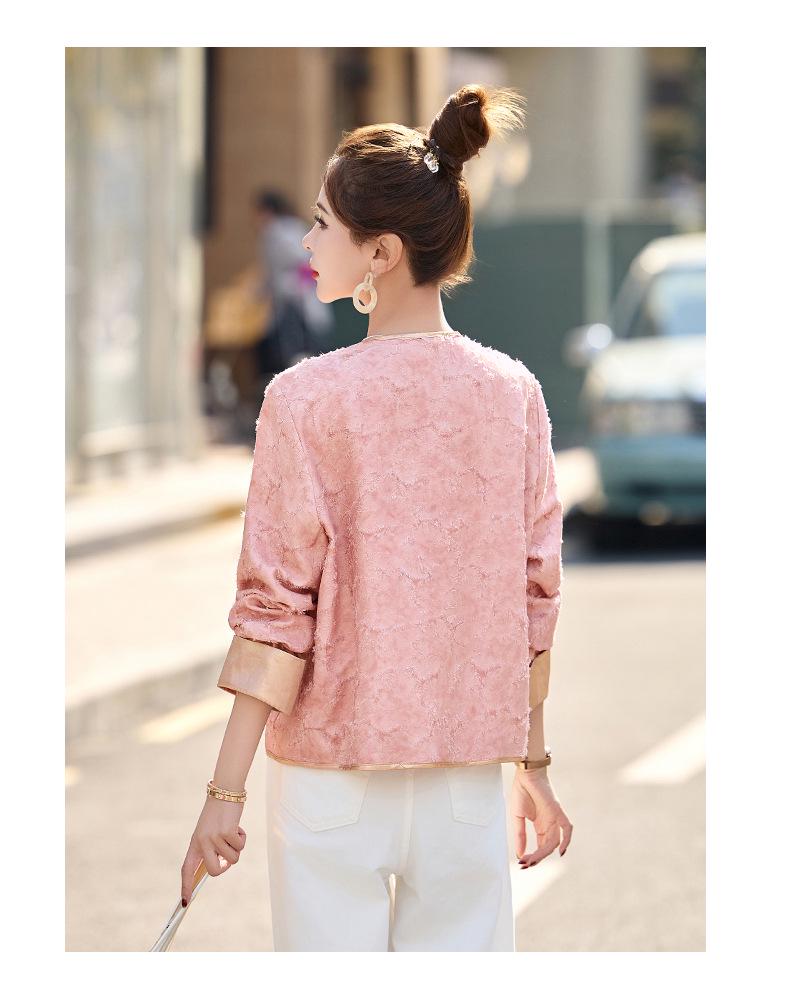 Jachetă de damă de primăvară 2025 în stil chinezesc, de slăbit, de modă, cu nasturi broască - RX8203