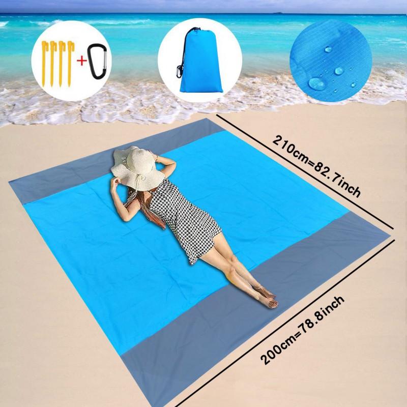 Waterproof Foldable Picnic Blanket Camping Beach Outdoor Use 210x200cm With Sandbags 2-4 Person