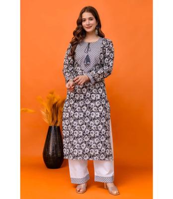 Women Cotton Blend Kurta Pant Set Top Tunic Designer Party Wear Kurti