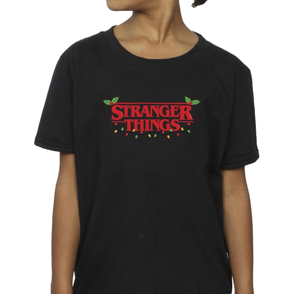 Netflix Girls Stranger Things Christmas Lights Cotton T-Shirt