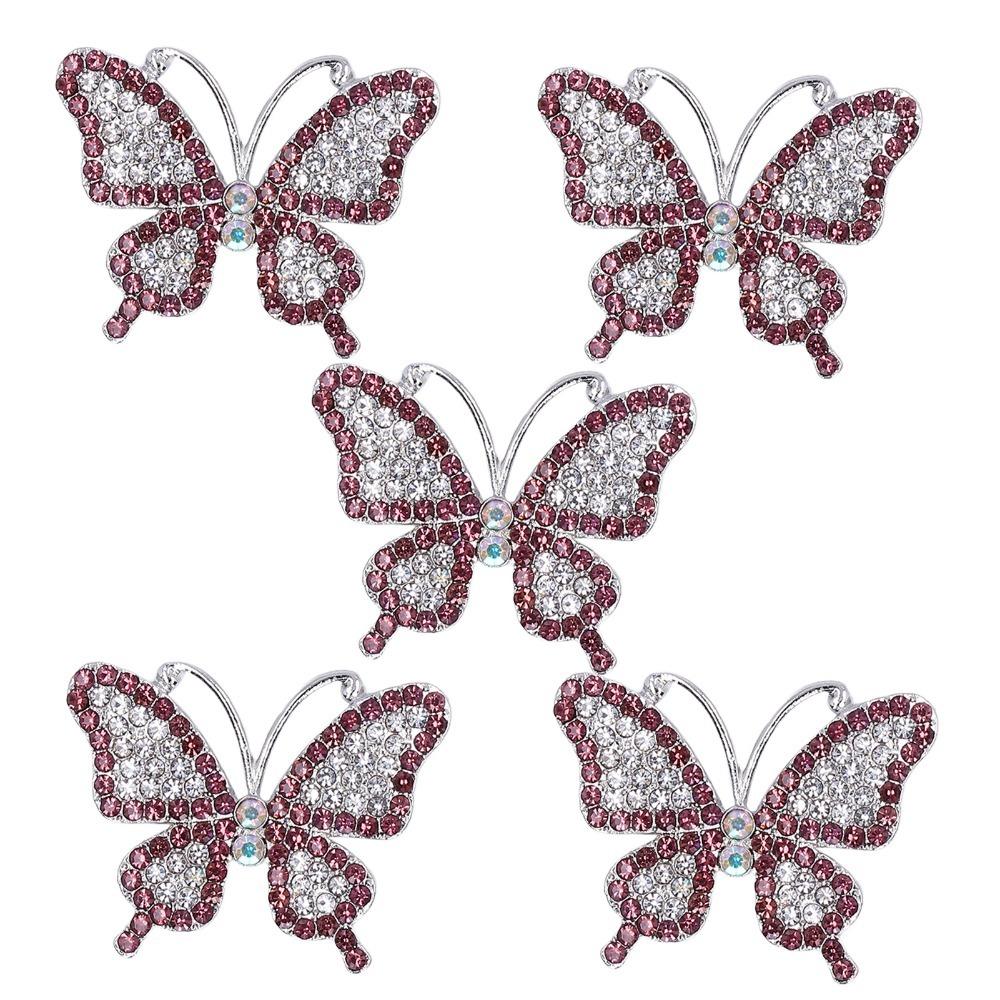 5pcs Fine Workmanship DIY Brooch Cute Appearance Colorful Rhinestone Brooch Lightweight Rhinestone Art Deco Brooch фиолетовый