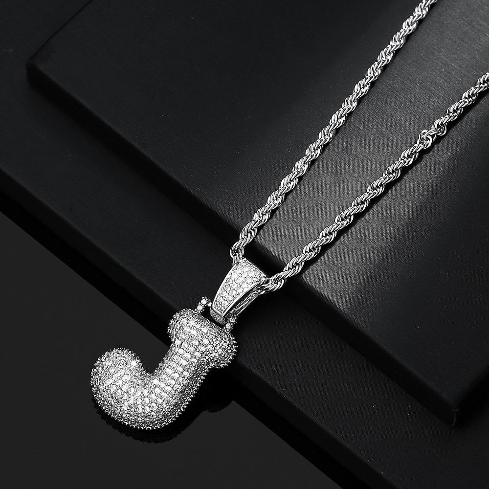 Hot Selling European and American Hip-hop Necklace with 26 English Letter Pendants, Men's and Women's Trendy Zircon Necklace