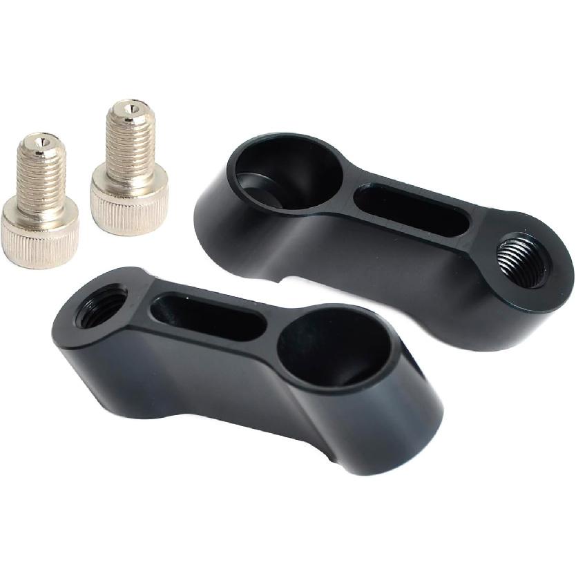 NICECNC Black Universal 2PCS Threaded 10mm Stem Mirror Mount Risers Extenders Adapters(Right-Hand!) Compatible with Motorcycle,Dual