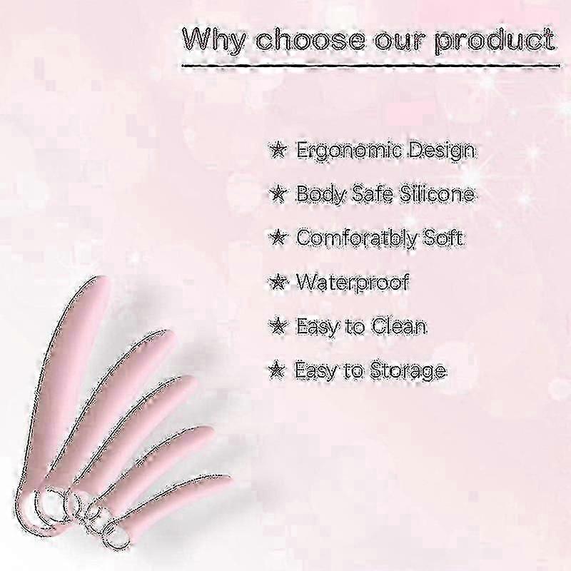 QoQiu 5-Pack Silicone Pelvic Floor Muscle Dilator Trainer Set, Pelvic Wand Massager for Women, Pelvic Floor Strengthening Kegel Exercise