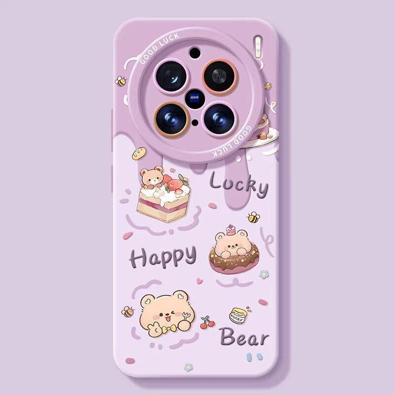 Cake Bear Mobile Phone Case Is Suitable for Vivox300 Silicone X200ultra Lanyard X100pro Cute X90s Set