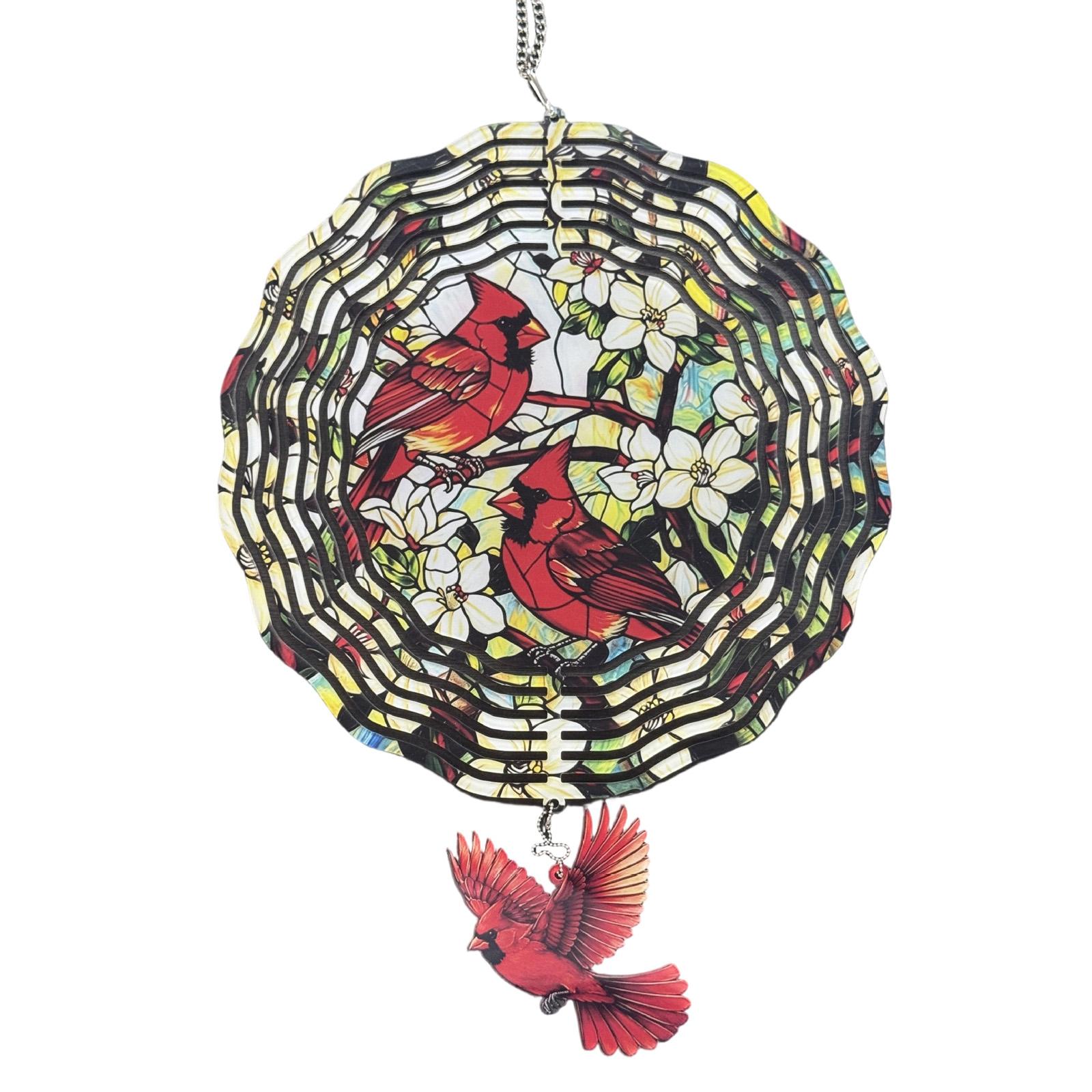 

Acrylic 3D Hanging Wind Spinner with Cardinal Bird Design Outdoor Garden Decoration Durable Weather Resistant Spiral Wind Catcher One Size