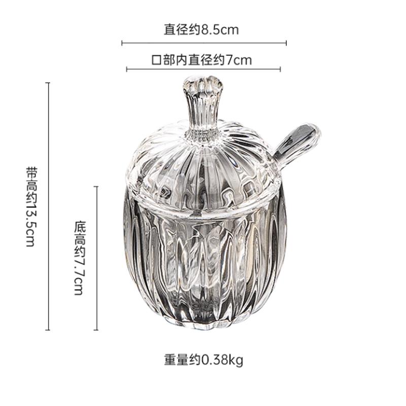 Kitchen Seasoning Jar with Lid Moisture-proof and Ash-proof Crystal Glass Storage Jar Storage Box Salt Jar Seasoning Box