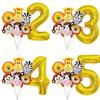 32" Jungle Animals Balloon Set: Tiger, Lion & Zebra Foil Balloons for Kids' Birthday Parties