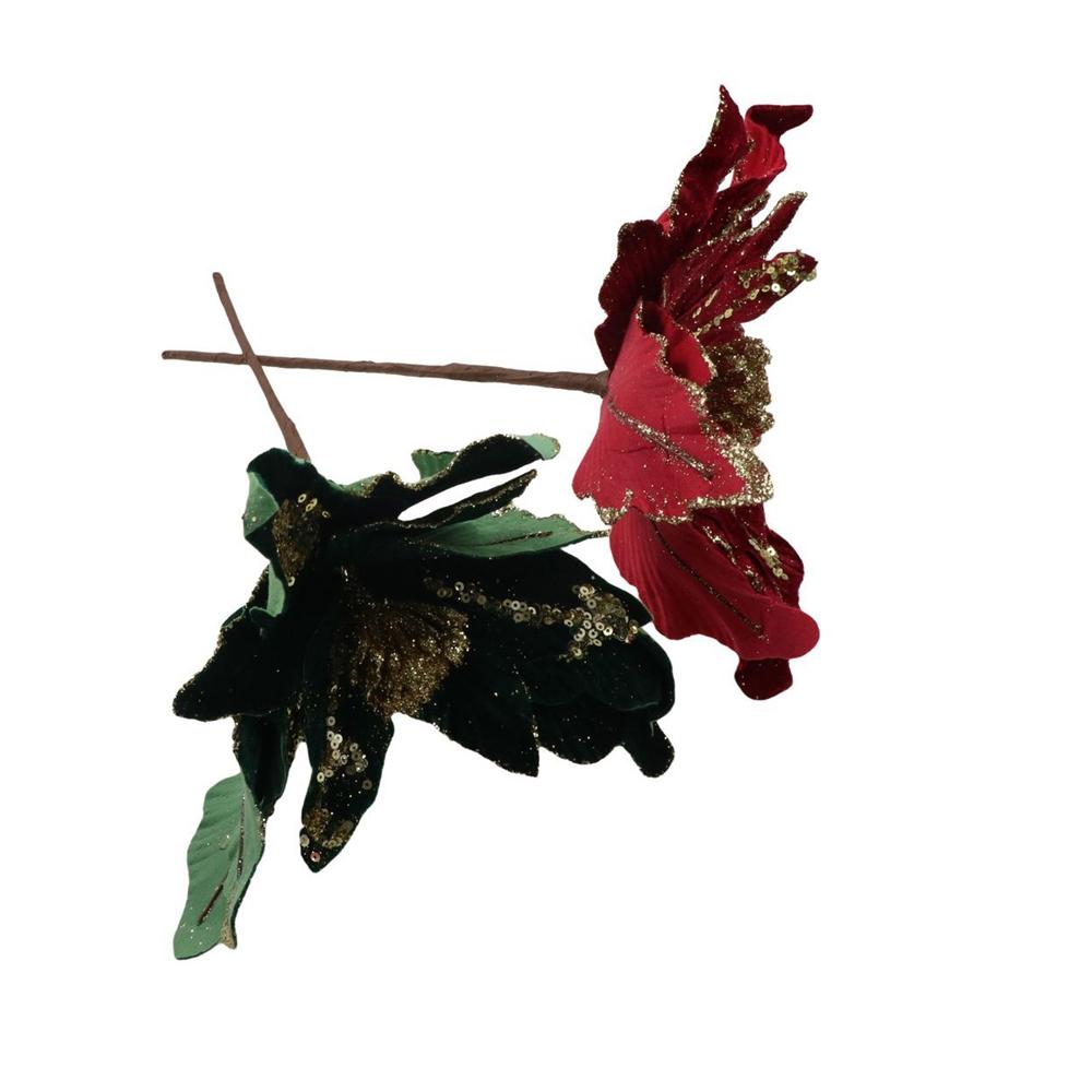 Beautiful Glitter Xmas Flower Hanging Simulation Handmade Flowers  Home Decor