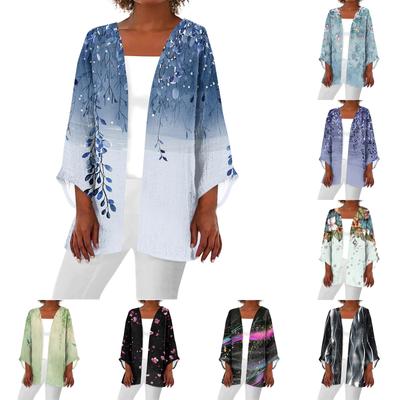 Lässiger, modischer, bedruckter, leichter, mittellanger Jacken-Cardigan für Damen