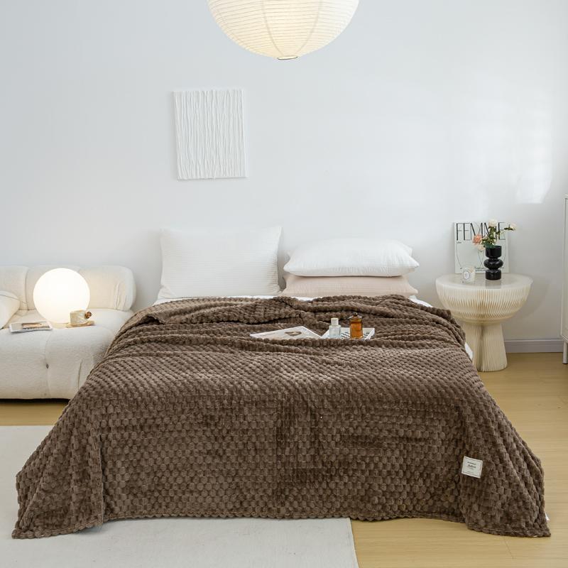 Plaid Plush Blanket Luxury Warm Fluffy Soft Solid Color Blankets Queen King Size Bedding for Bed, Couch, Chair, Sofa Washable
