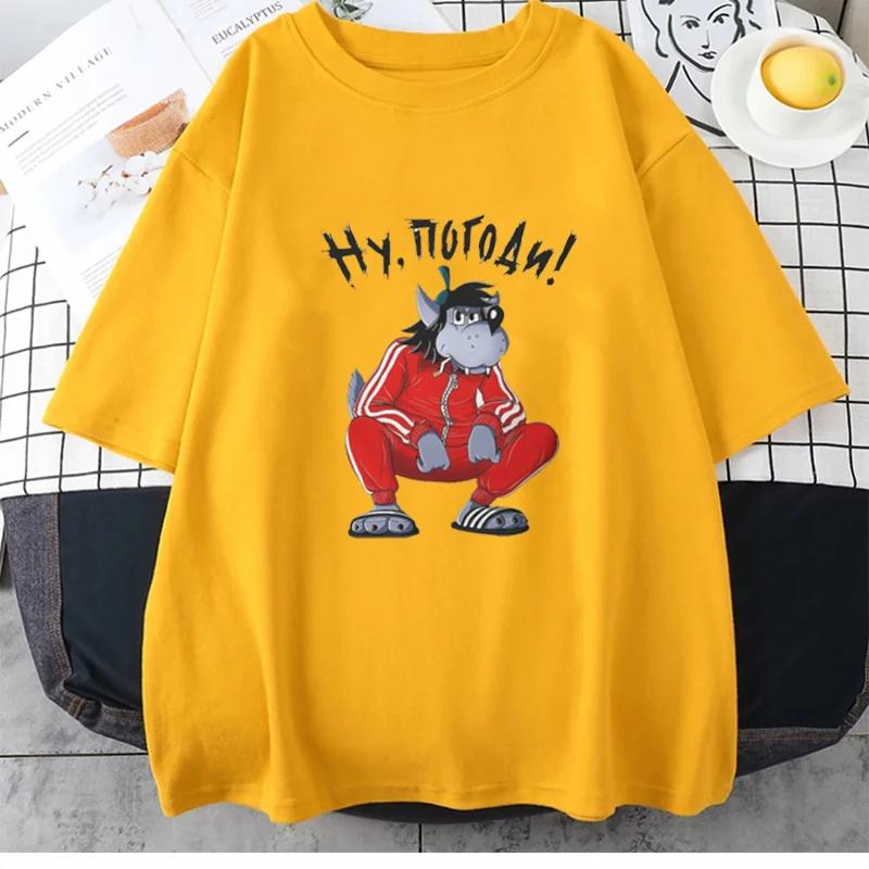 

Спортивный костюм Squat Wolf TShirt Nu Pogodi Well Just You Wait Wolf Hare Cartoon Graphic Tshirts Vintage Funny Short-Sleeve Top XXXL