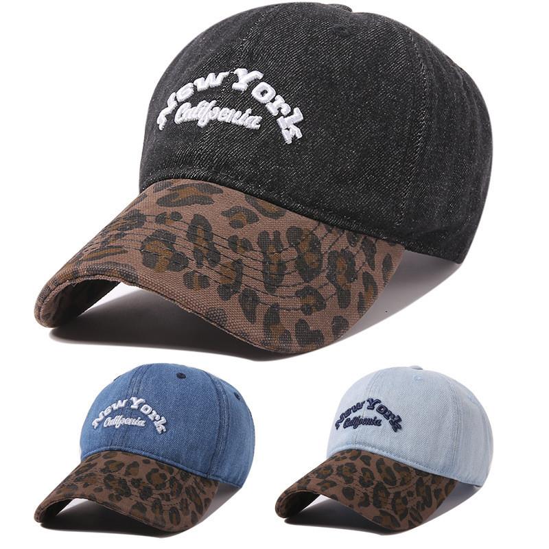 Amerikanische Vintage Baumwoll-Baseballkappe mit Leopardenmuster und Stickerei zum Sonnenschutz