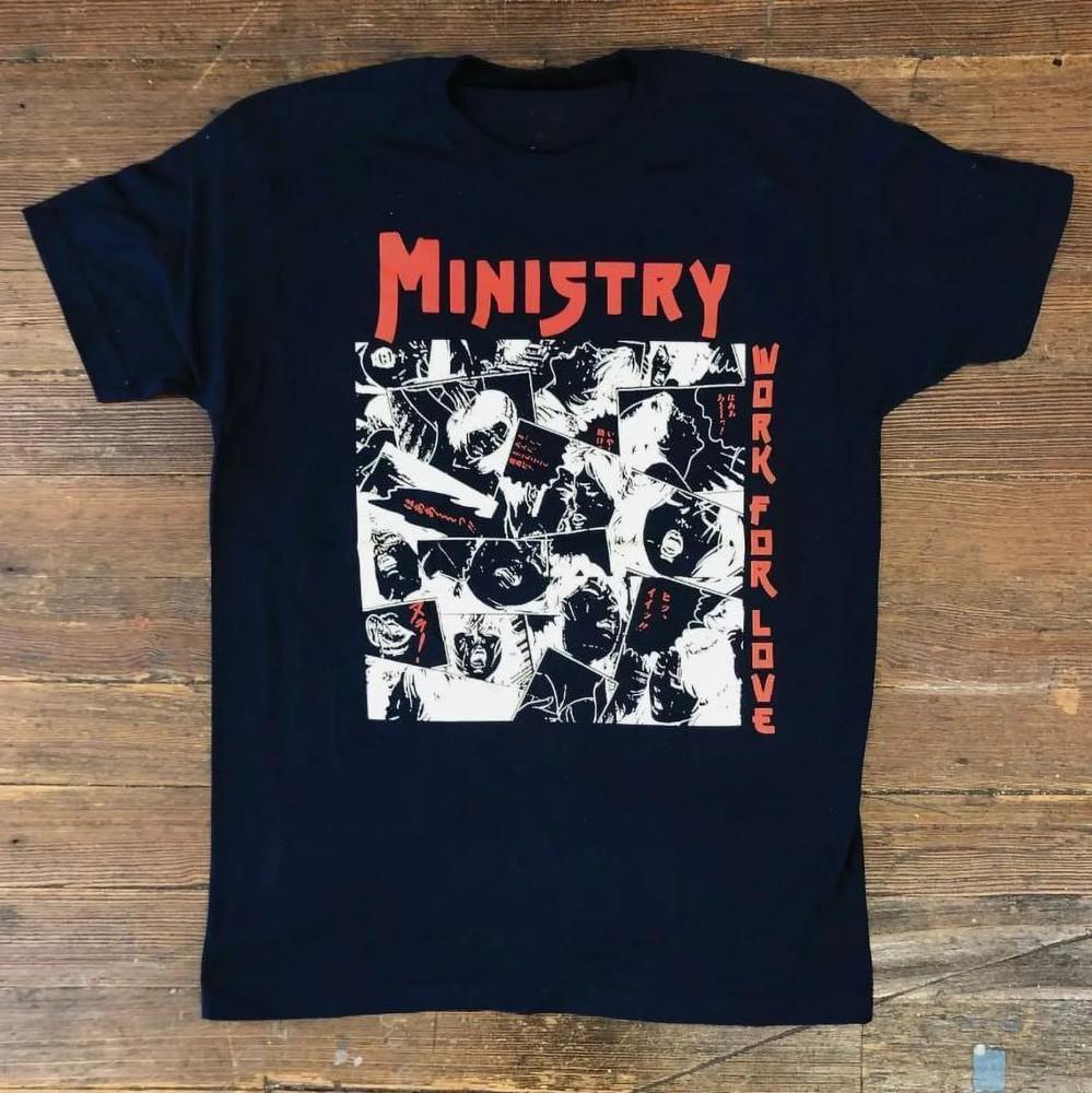MINISTRY Band Work for Love Album BLACK Color Size S-5XL T-Shirt AR1019 Unisex T-Shirt XXXXL
