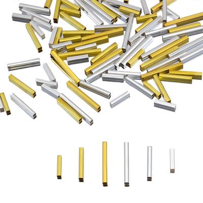 50 Stück Rechteckige Abstandshalter Perlen Gerades Kurzes Röhrchen Kupferverbinder Schmuckherstellung DIY Armband Halskette Crimpperlen Zubehör