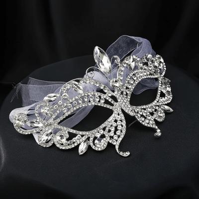 Half Face Crystal Face Jewelry Rhinestone Hollow Eye Mask Rhinestone Face Mask  Pageant Event