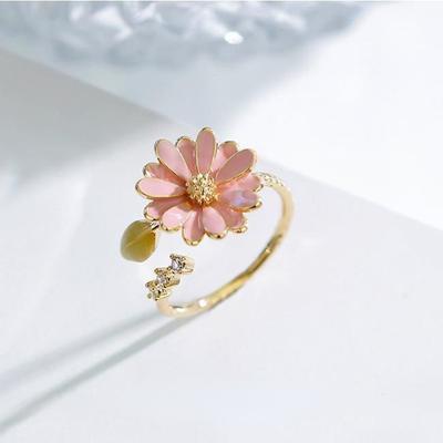 Small Daisy Exquisite Ring Female Index Finger Ring Ladies Open Ring Fashion Ring Personality Opening Adjustable Ring Women Wedding Anniversary Gift