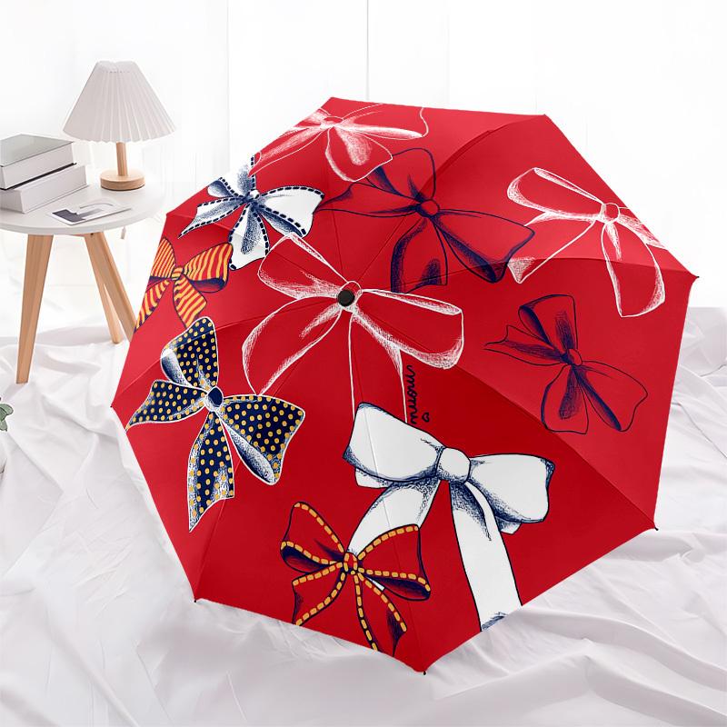 

1pc Colorful Bows on Red Background Umbrella with Plastic Handle,Compact & Stylish,Cartoon Pattern,Outdoor UmbrellaPT552