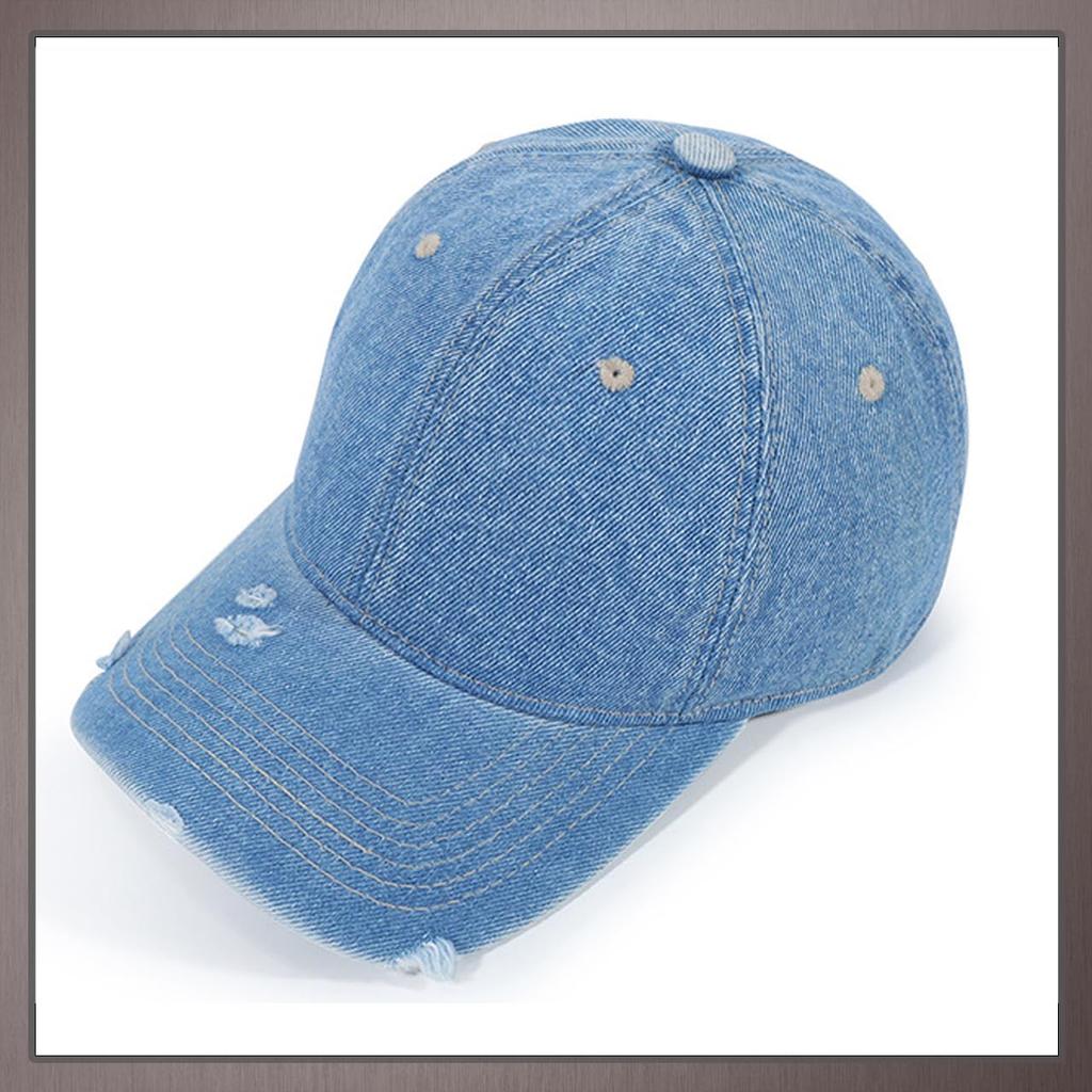 Plain Denim Distressed CP153 [One Limitation] Cap, Casual, Stylish, Men's & Women's, (Blue)