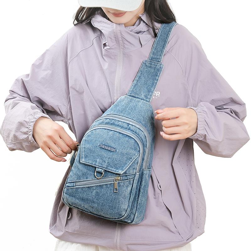 Denim Chest Bag Women's Crossbody Bag Large Capacity Shoulder Bag