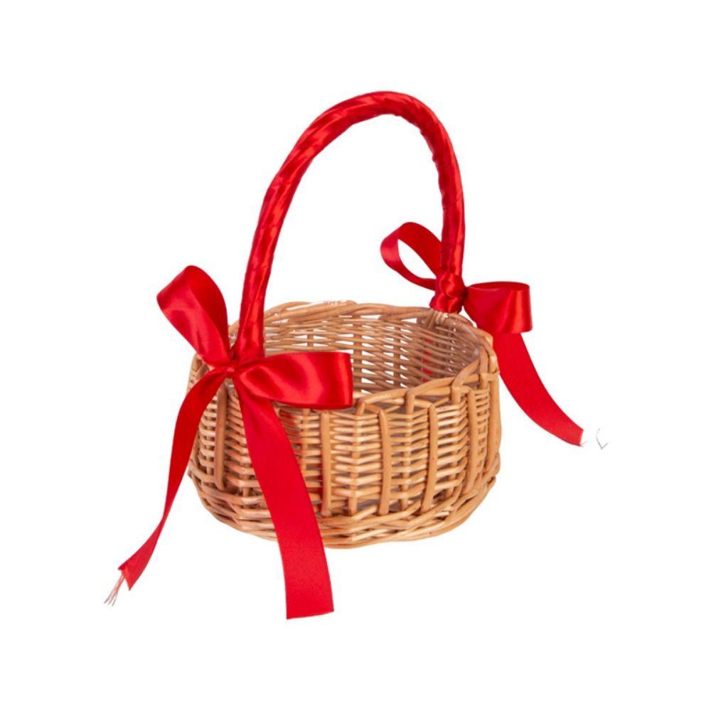 with Pearl Hand-held Weaving Flower Basket Vegetable Fruit Flowers Holder  Living Room Decoration