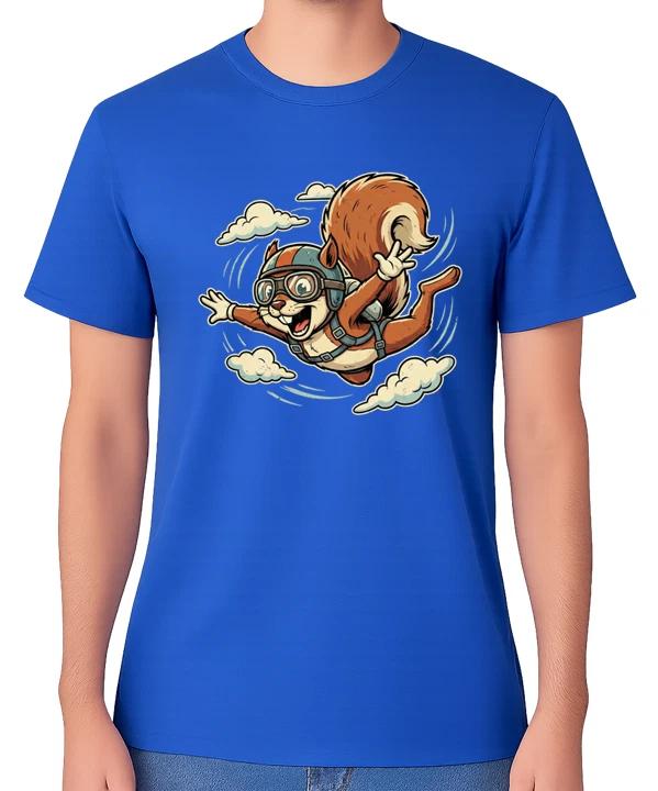 Skydiving Squirrel with Goggles Funny Adventure Diving Graphic Unisex T-Shirt XS